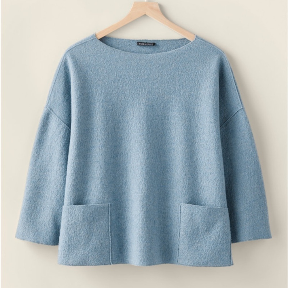 Lightweight Boiled Wool Bateau Neck Top in Regenerative Wool SzL